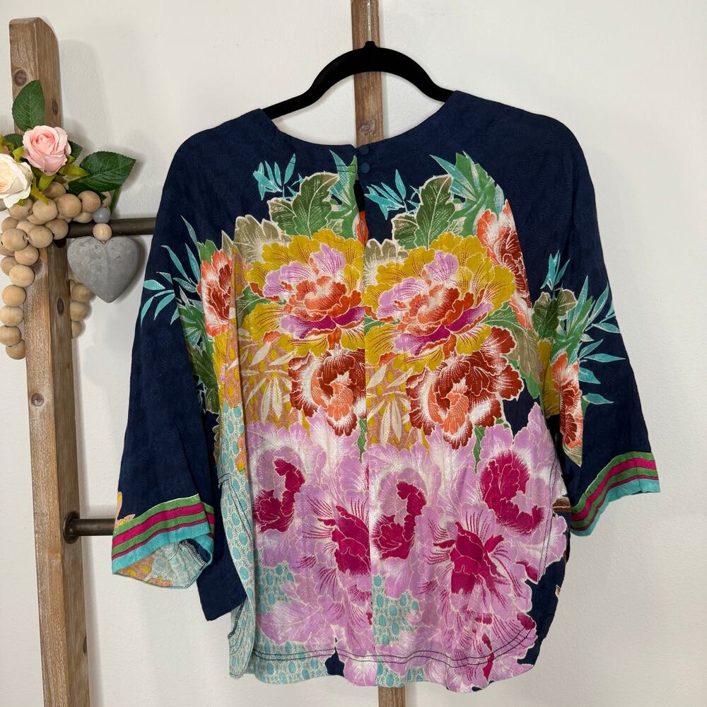 Derhy 3/4 sleeve Flower‎ Embroidered Blouse Size Small - Picture 3 of 7
